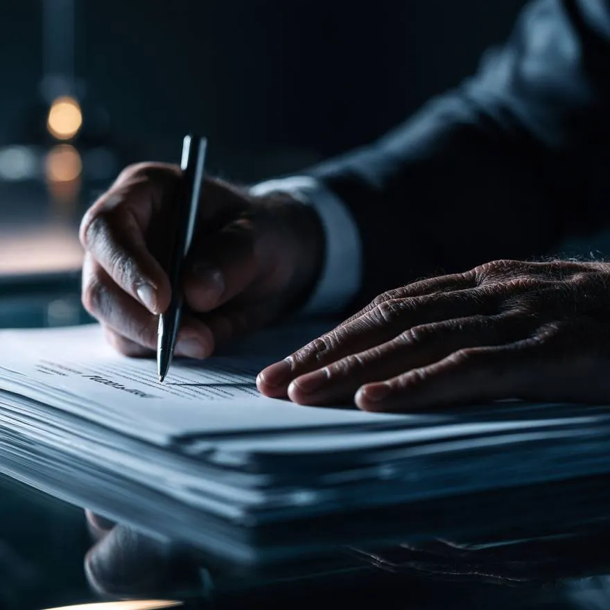 Hands marking up a printed proposal with a pen